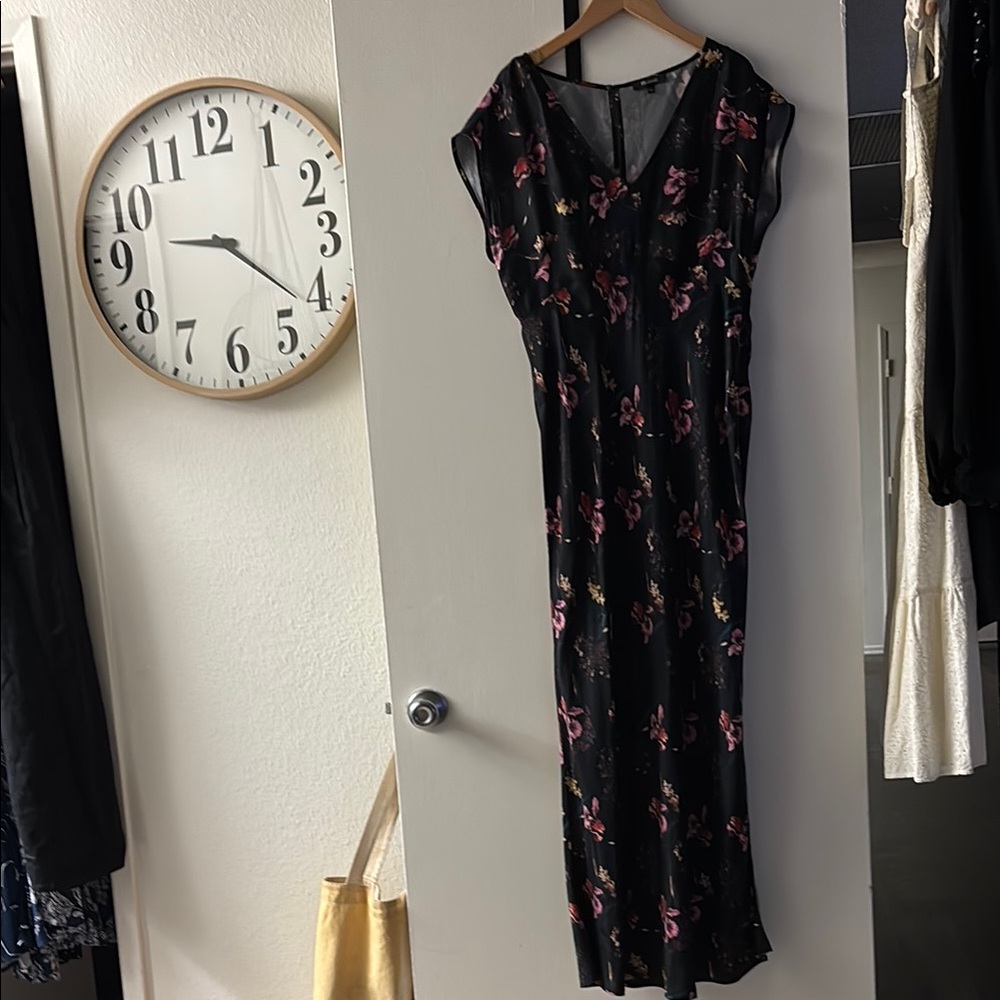 Madewell Black Dress with Pink Floral Pattern